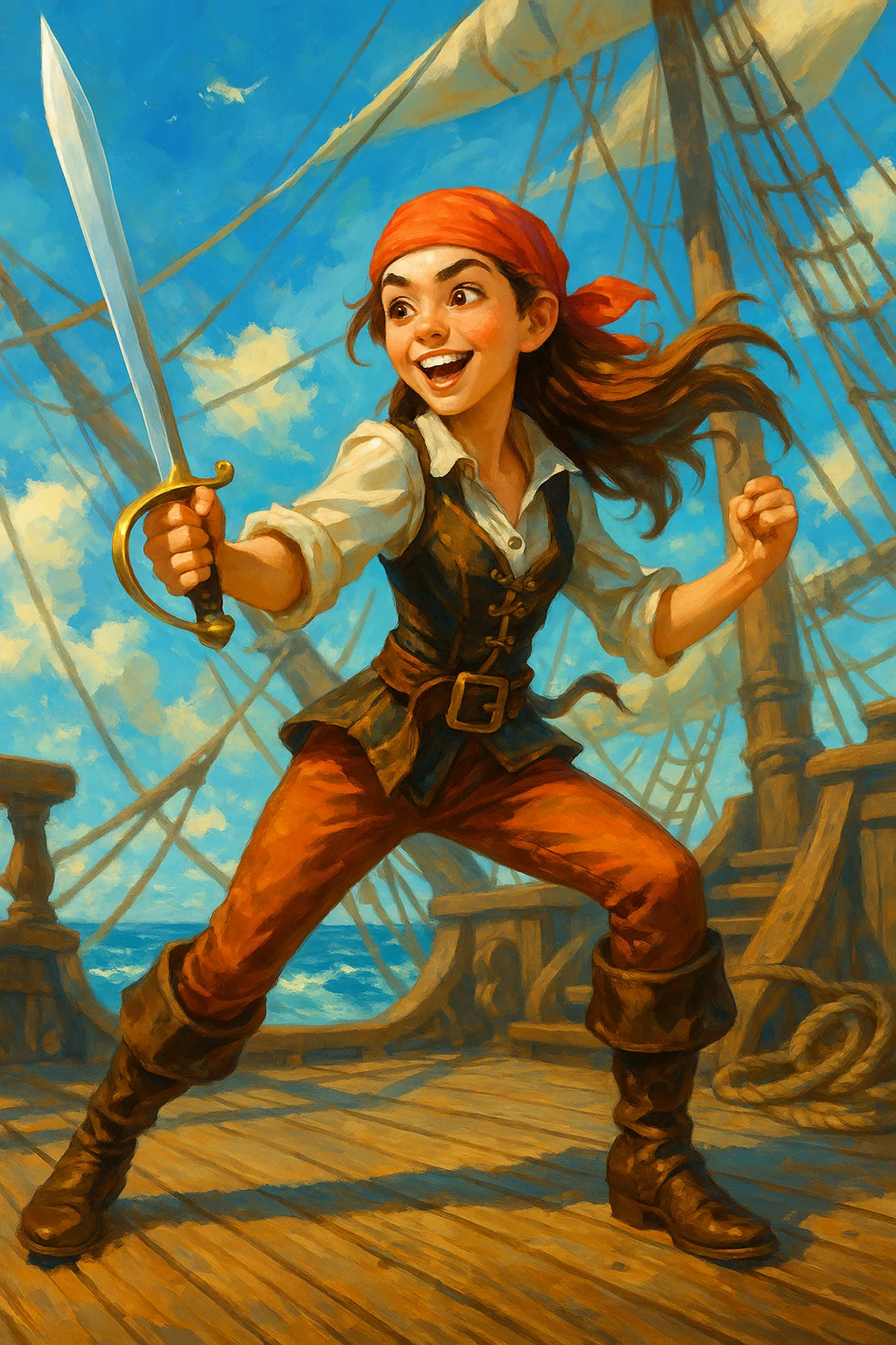 Une pirate  ( fille ) ados de 16 ans qui adore combattre en épée emoji