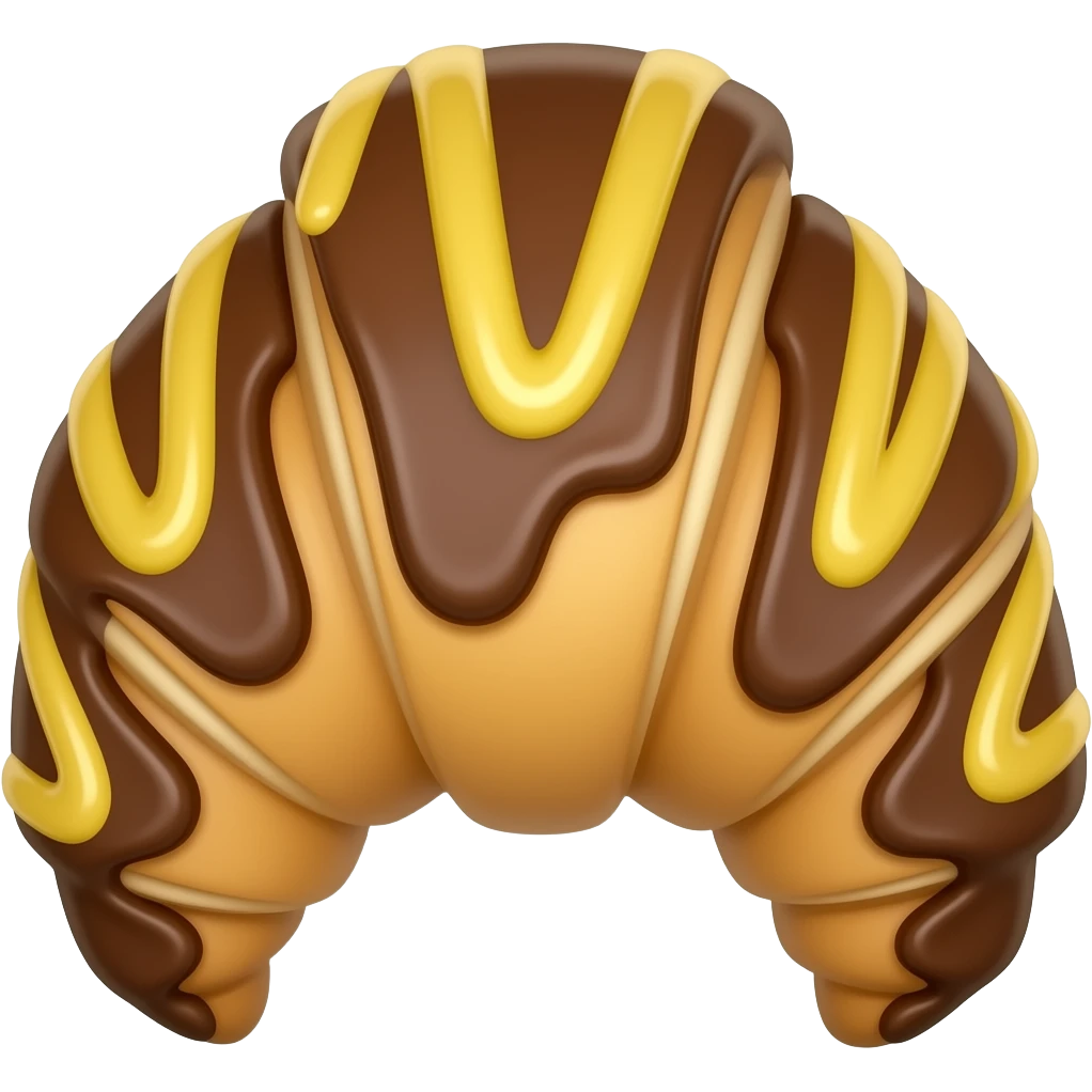 Croissant with drizzled Yellow icing and chocolate icing emoji