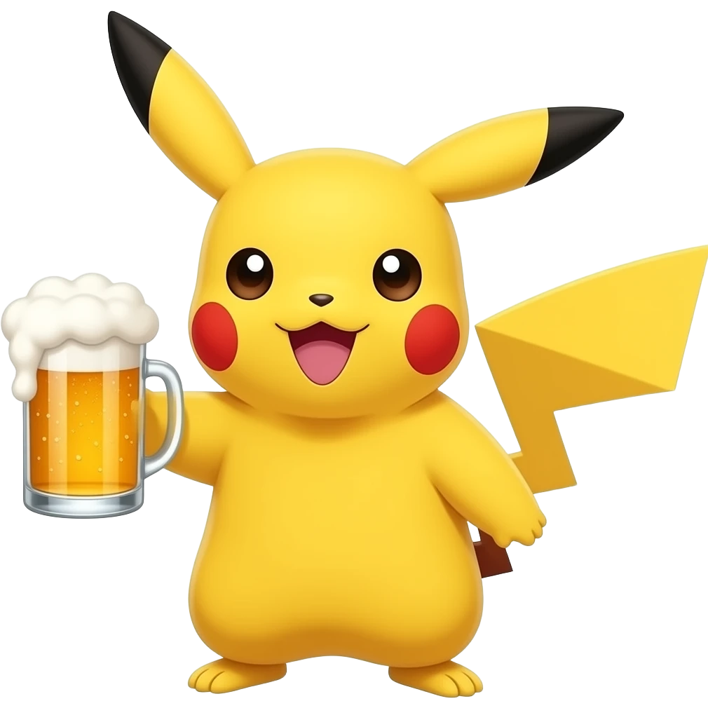Pikachu avec une bière emoji