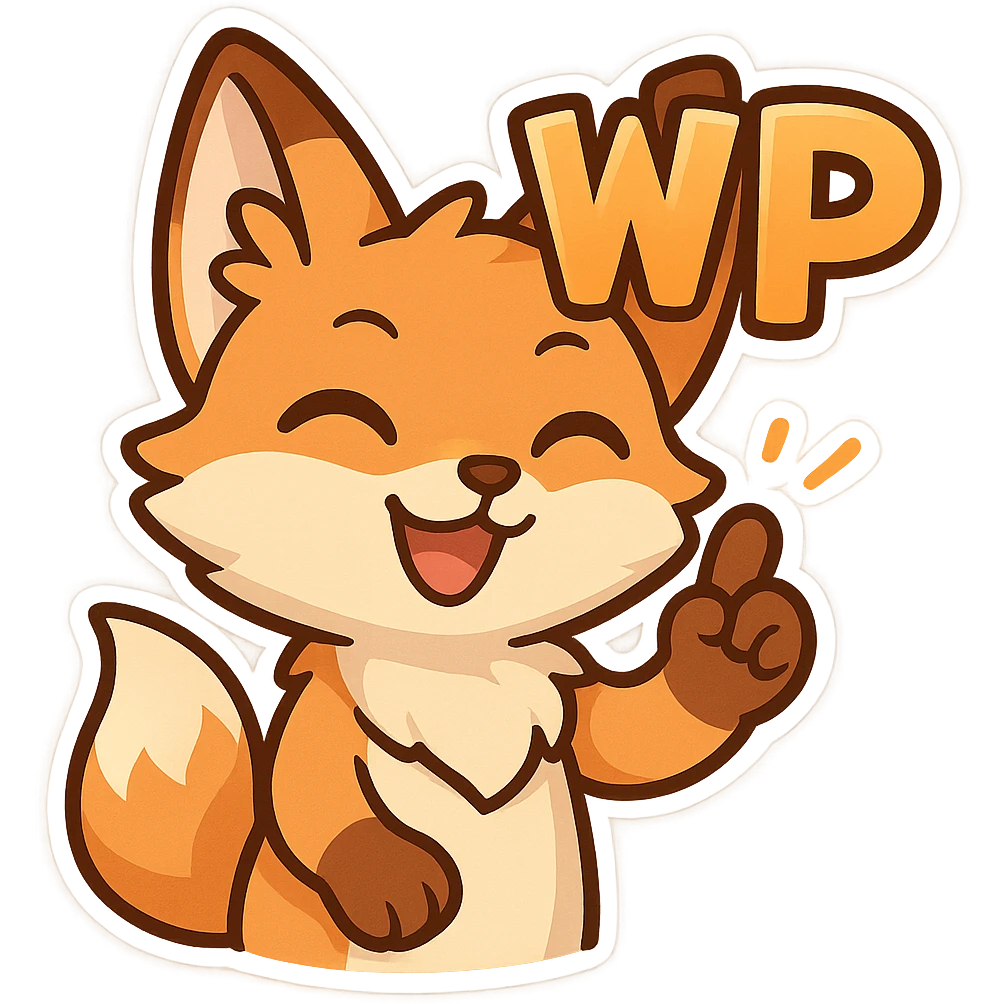 proud and happy fox emote for twitch saying WP (well played), confident and bright emoji