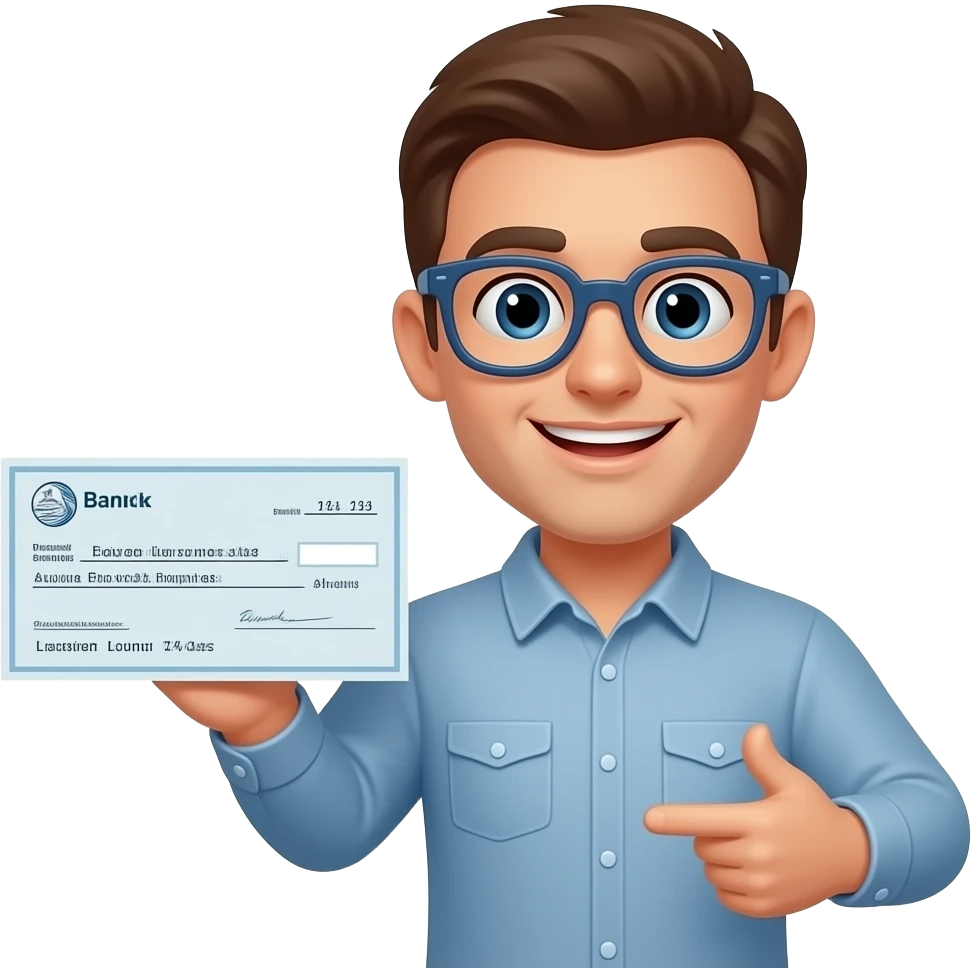 persona con un cheque emoji