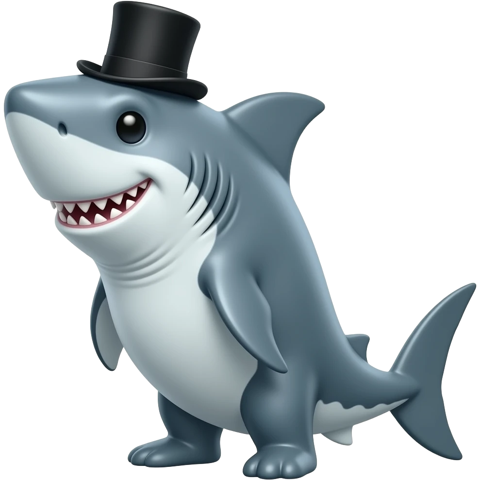 Shark with a top hat emoji