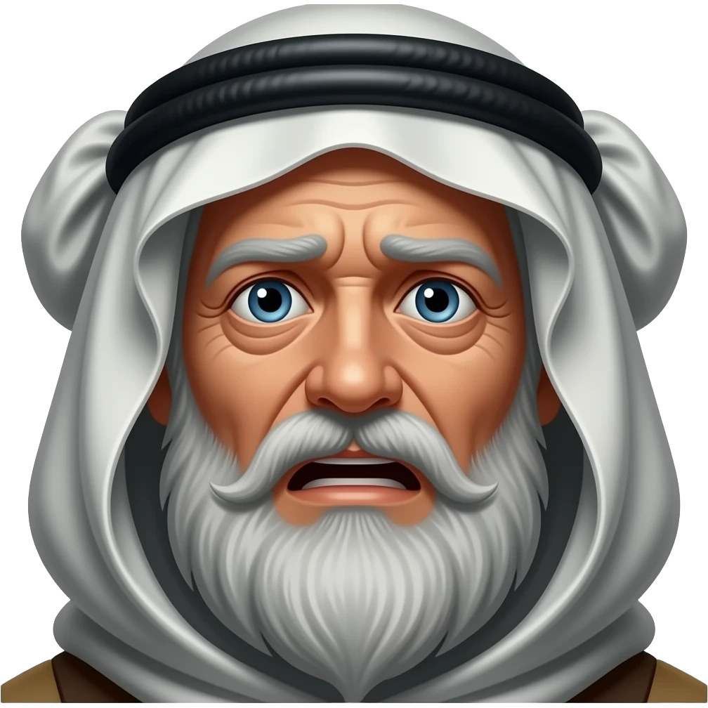 пожилой мужчина мусульмнин напуганный окруженной тьмой emoji