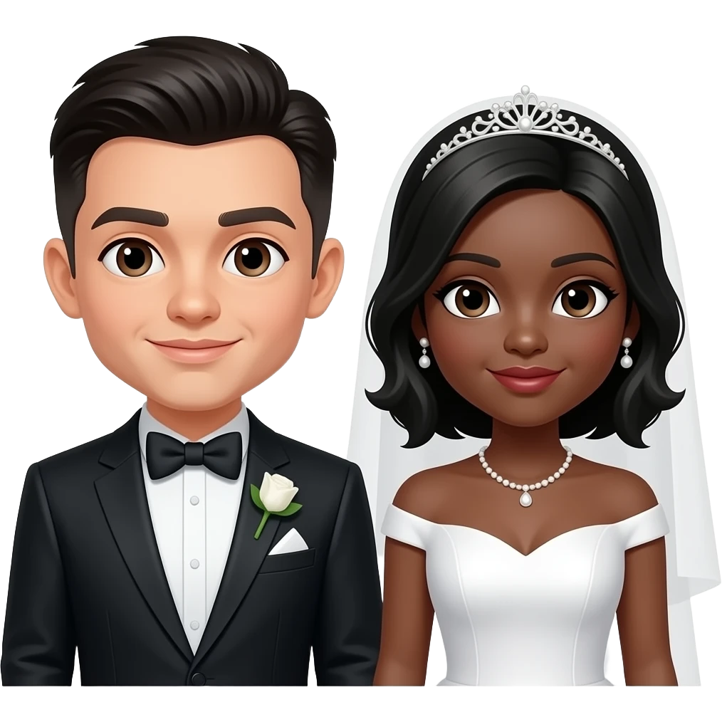 Black groom and black bride emoji