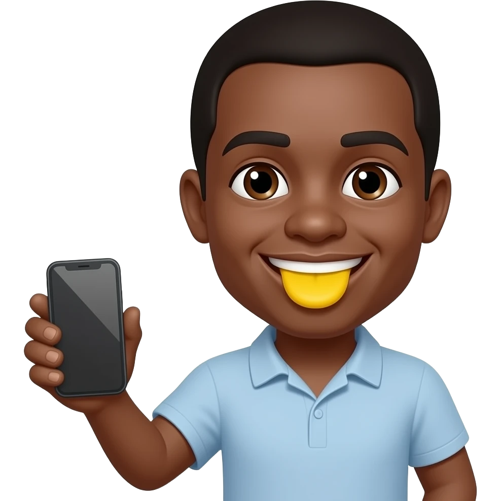 Emojis.com padrão preto com aparelho apagado com os dentes a mostra bem amarelo emoji