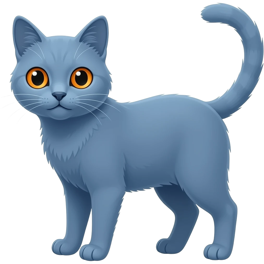 Blue cat with orange eyes emoji