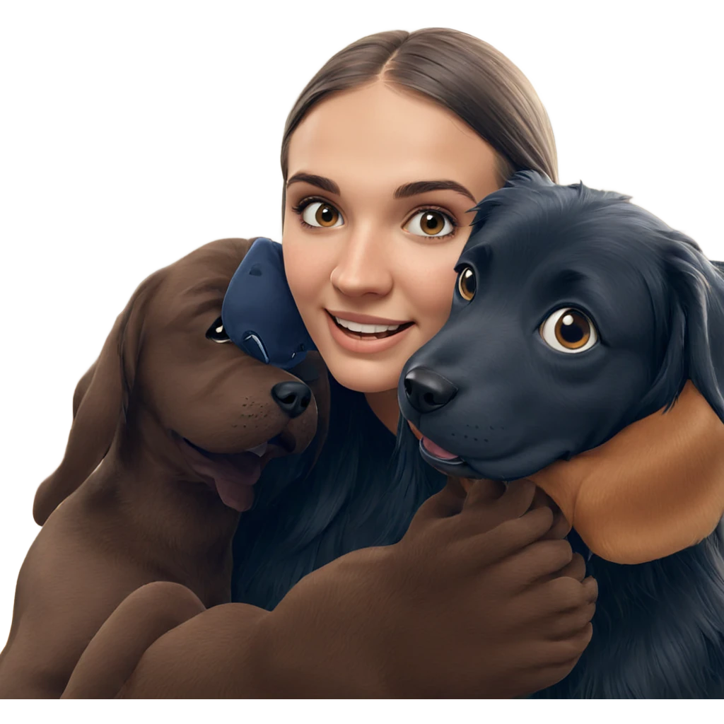 smiling girl with cute dog emoji