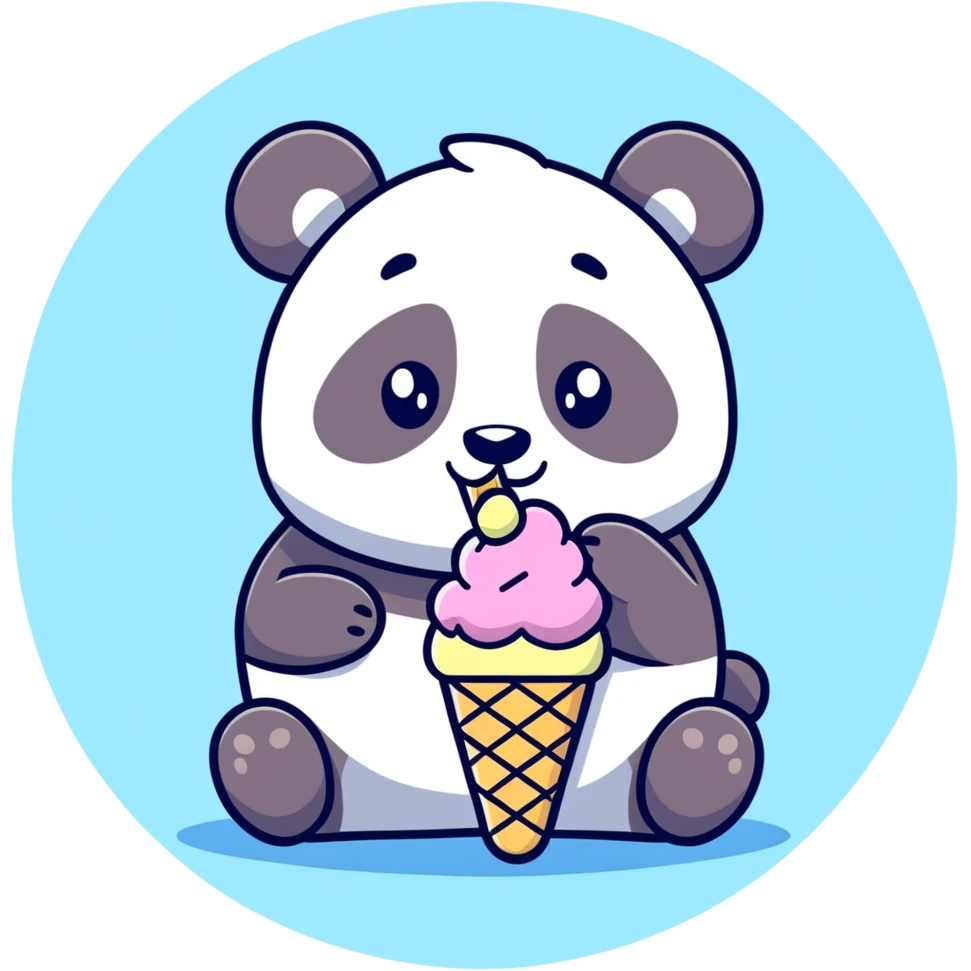 Panda eating ice cream emoji