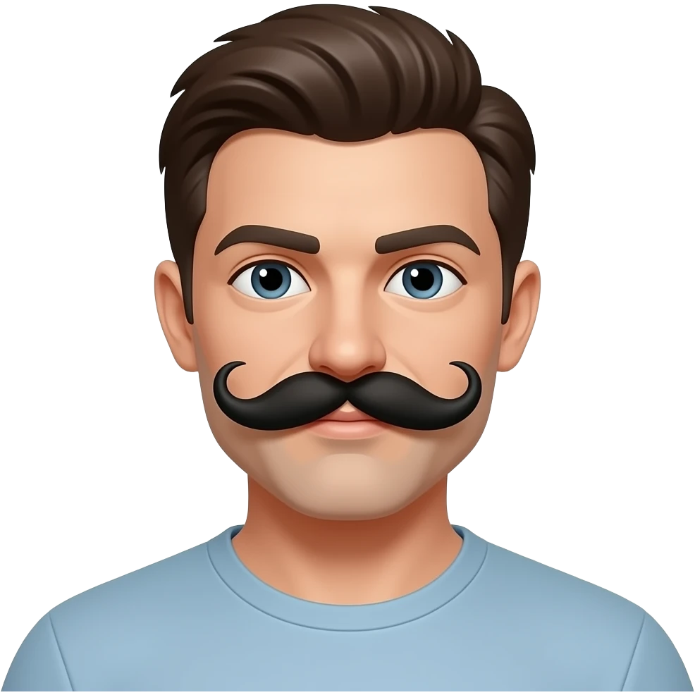 Large black mustache to the chin u shaped man emoji