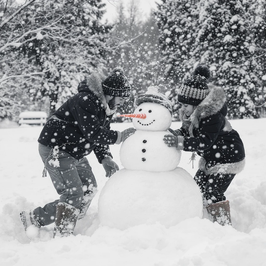 people making a snowman emoji