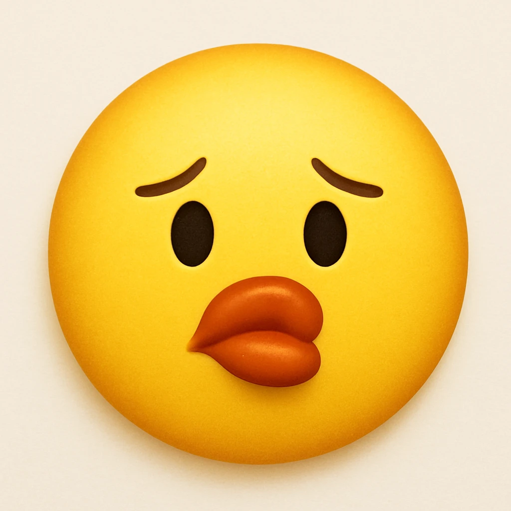 yellow face emoji with pouty lips emoji