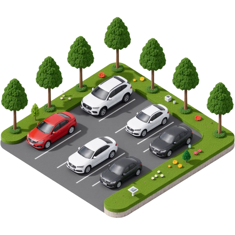 dealership lot with many cars emoji