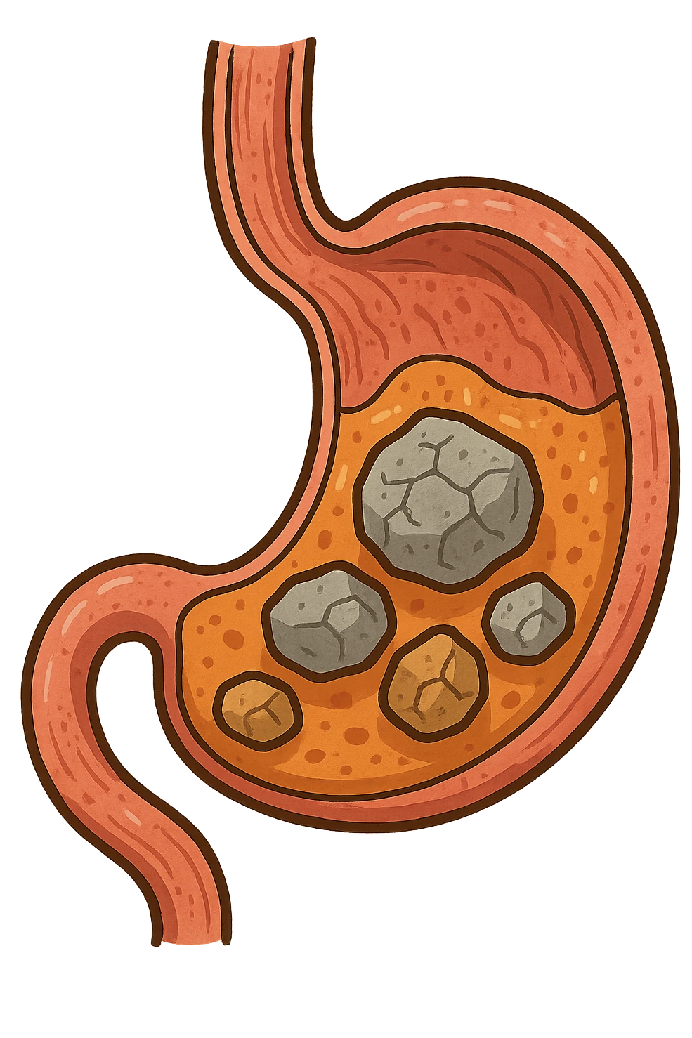 Sassi nello stomaco durante la digestione emoji