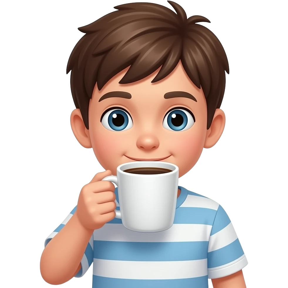 young boy drink coffee emoji