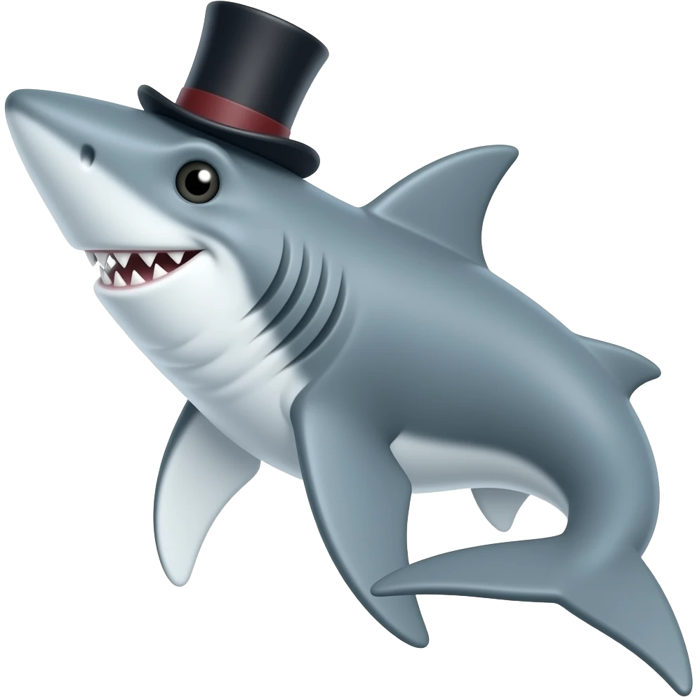 Shark with a top hat emoji