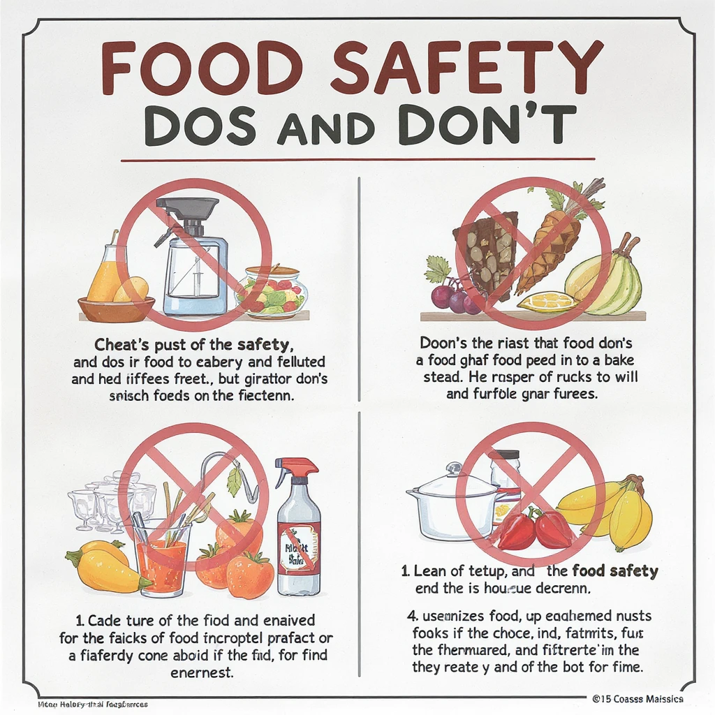 make a detail poster with title of "food safety dos and dont" emoji