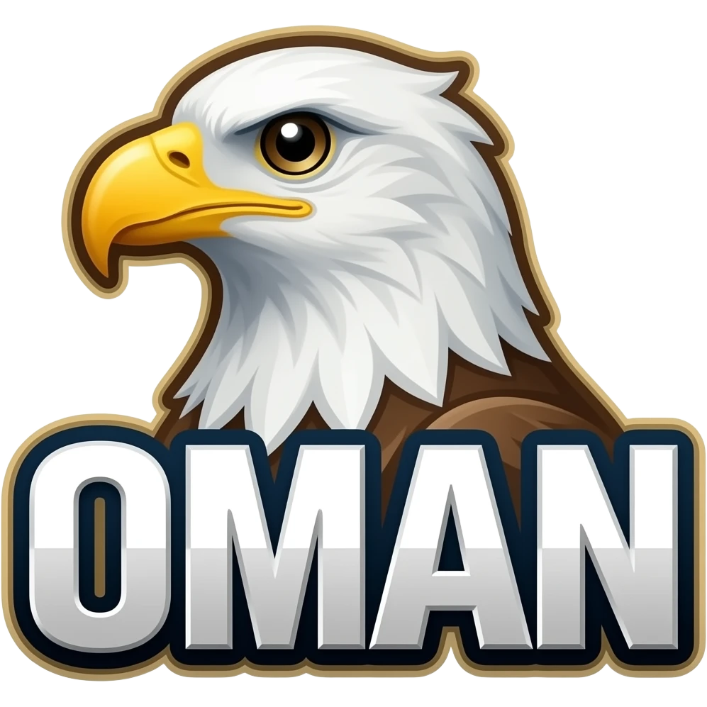 The name is OMRAN and there is a falcon above it. emoji