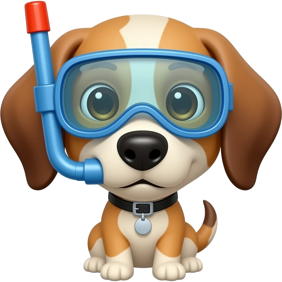 dogs head wearing diving goggles emoji