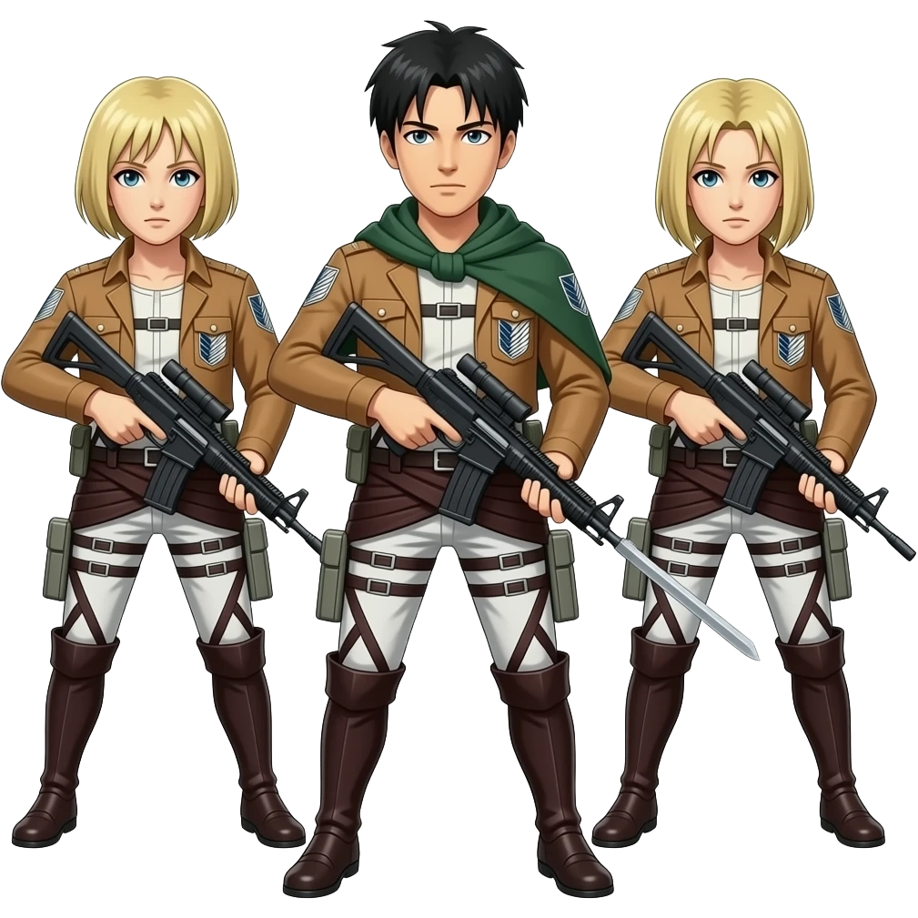 Doing the pose of the soldiers in attack on titan emoji