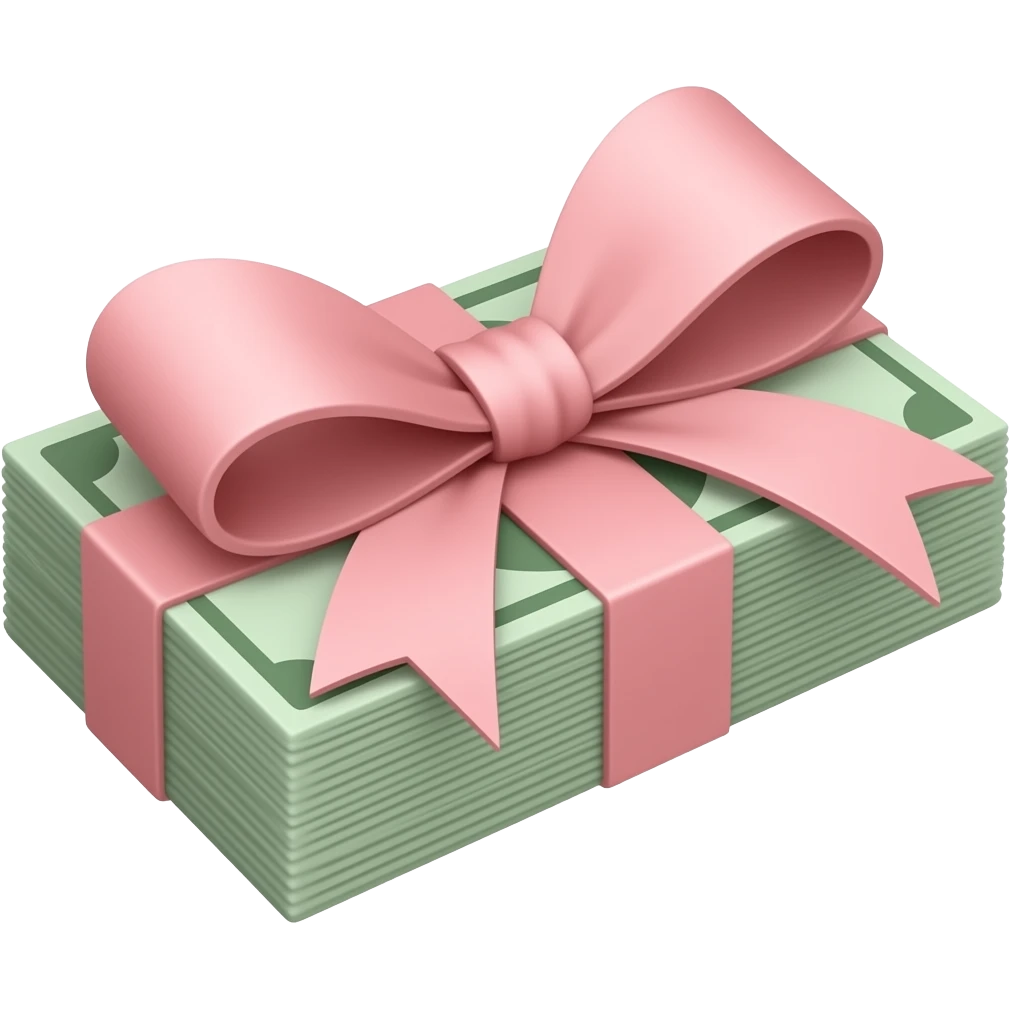 pink bow with money emoji