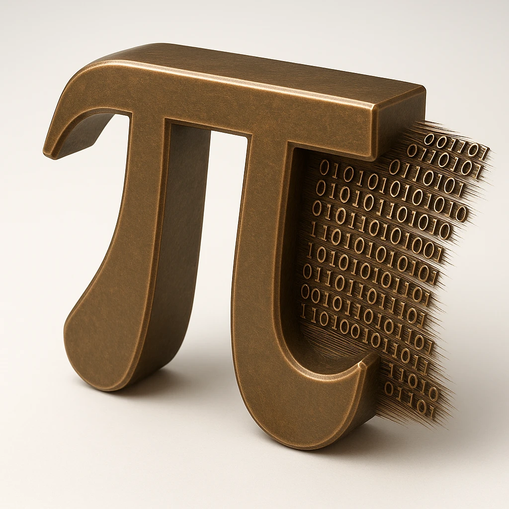  combine the π (pi) math symbol, binary code emerging from it. emoji
