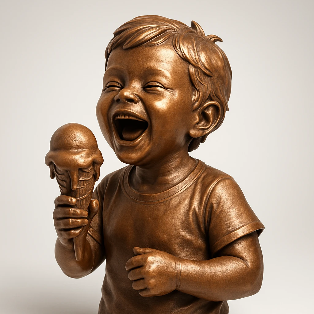happy children with melting ice cream cones emoji