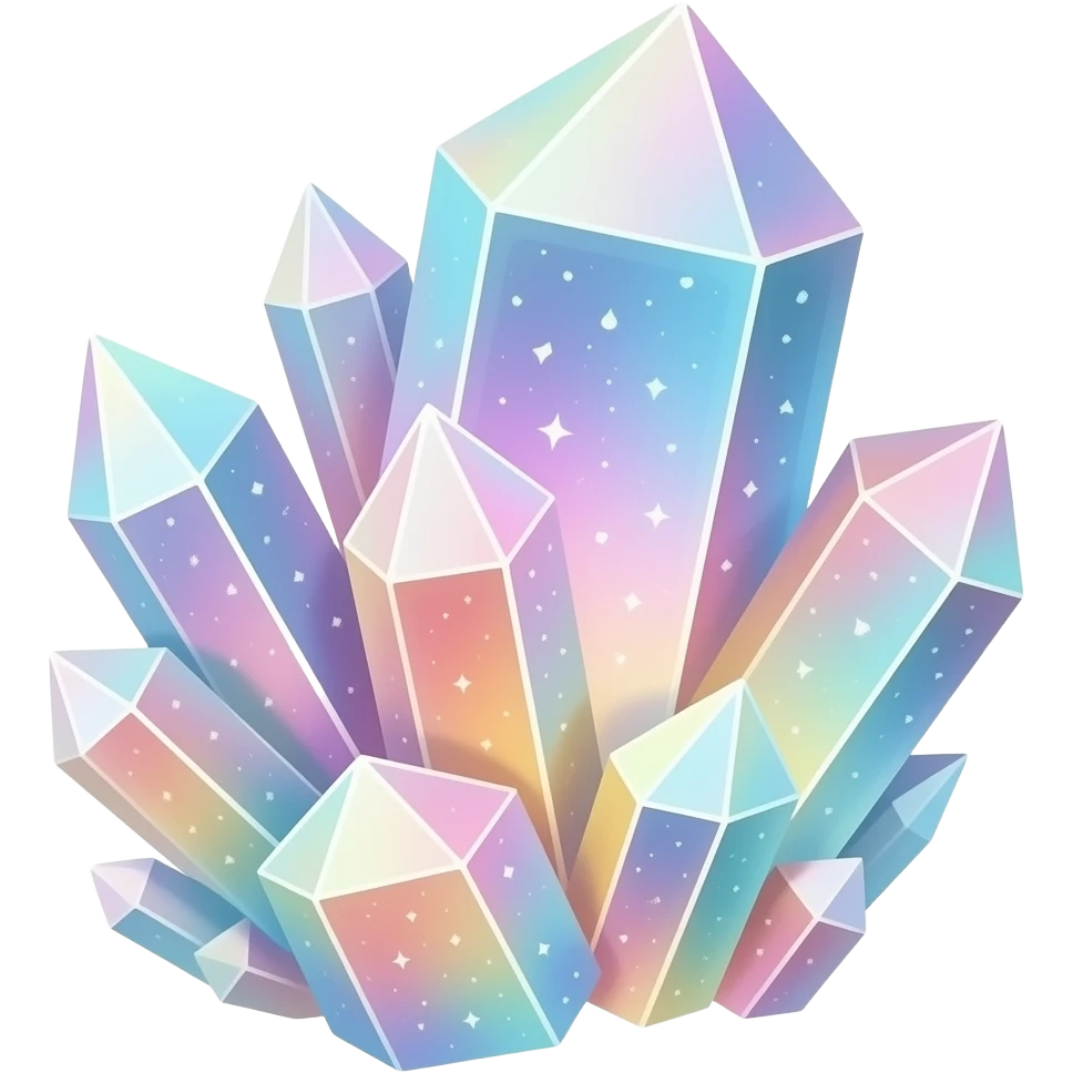 Pastel iridescent nebula crystal cluster emoji