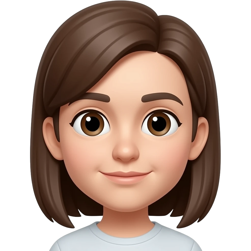 一個直頭髮、大的鼻子、小的耳朵 emoji