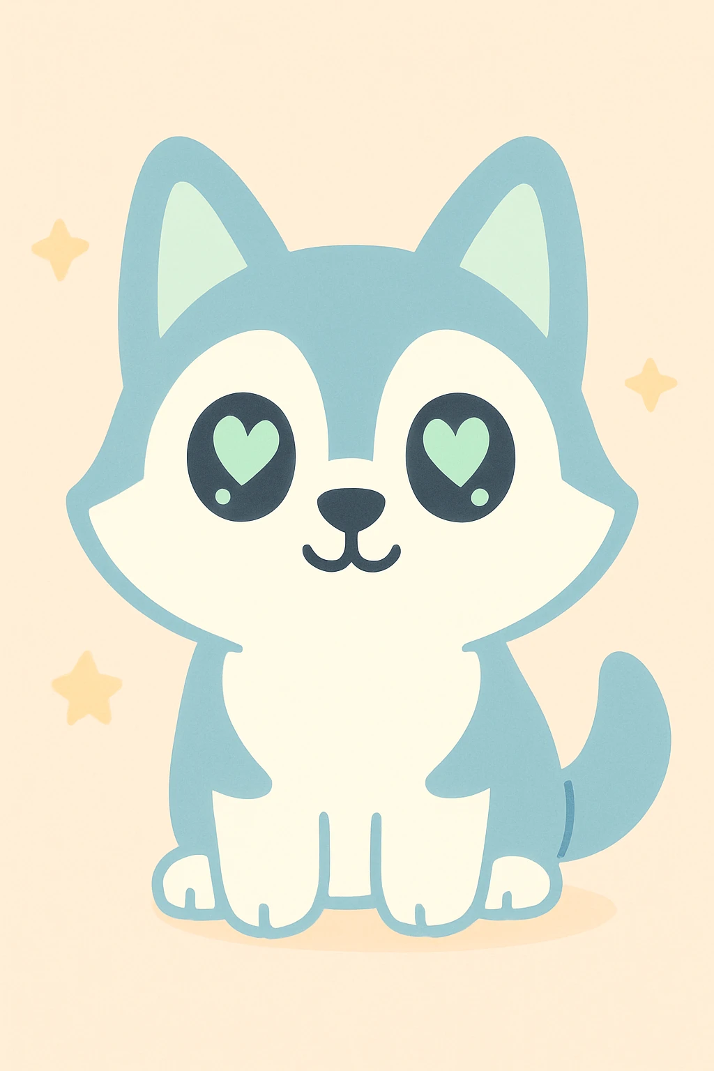 cute and expressive husky with green hearts shining in its eyes emoji
