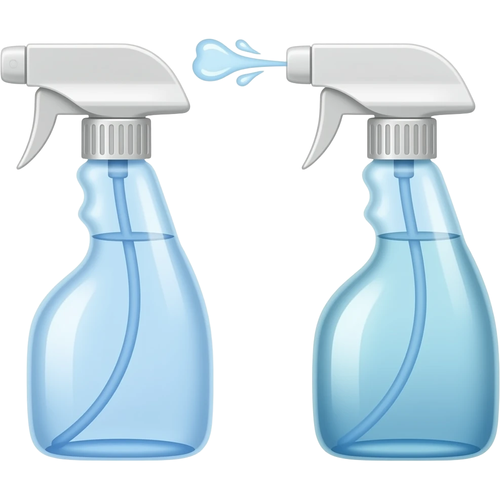 Emoji style spray bottle with water mist coming out emoji