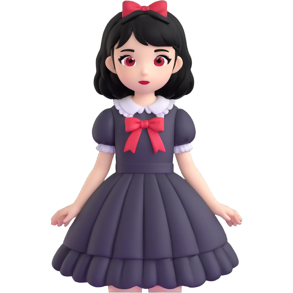 girl in black Lolita dress with black hair and red tips emoji