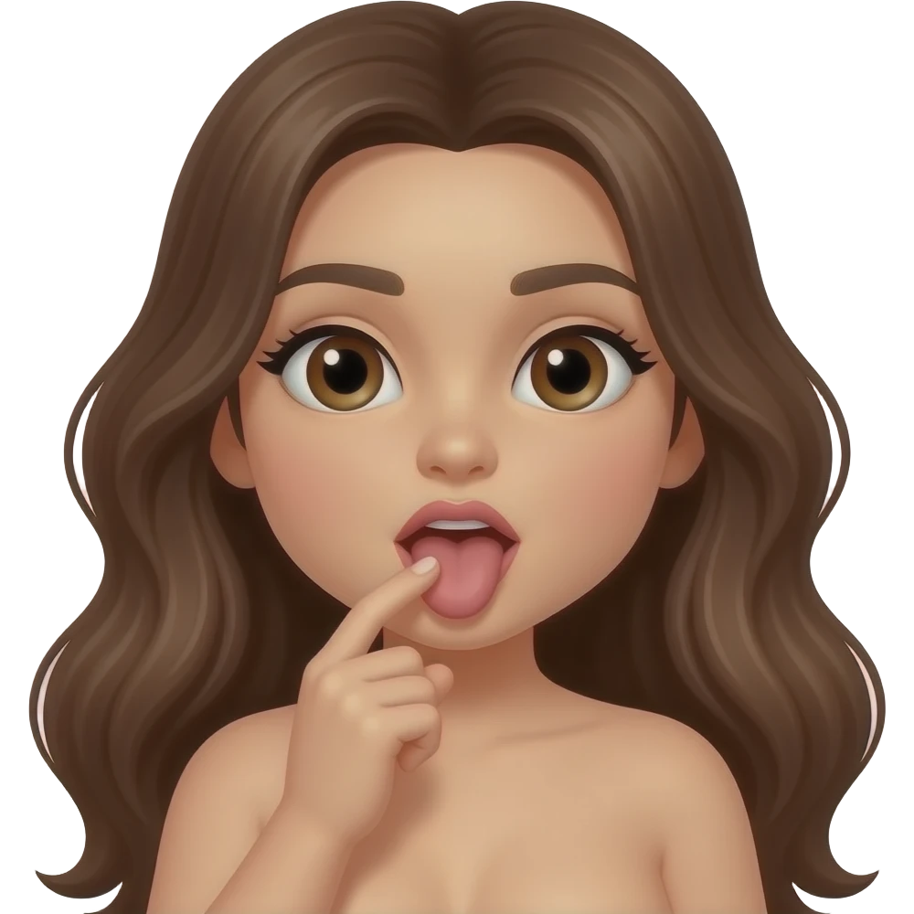 Long hair, brunette, brown eyes full body, naked, getting pussy eaten emoji