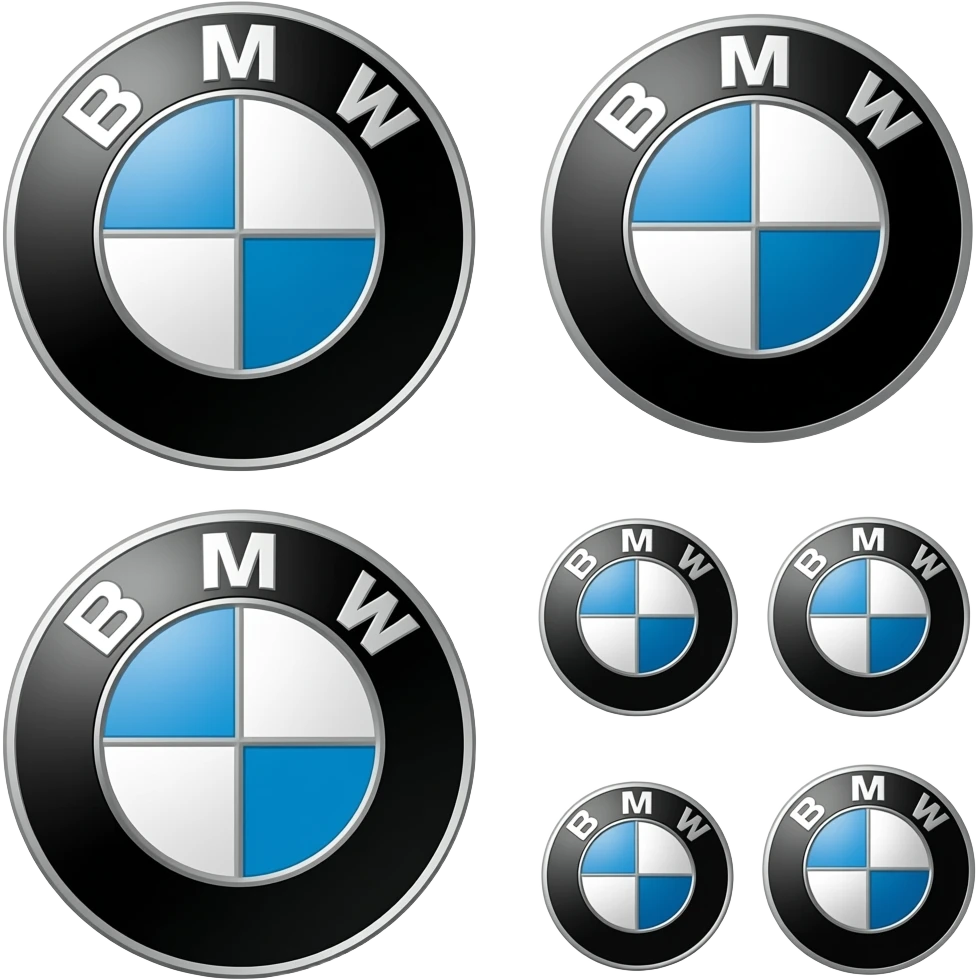 Bmw Many logo so i need to take printout so I need like white an outline should be black many logos it should be showed outside separately, I need some mini logos, b.M w logos emoji