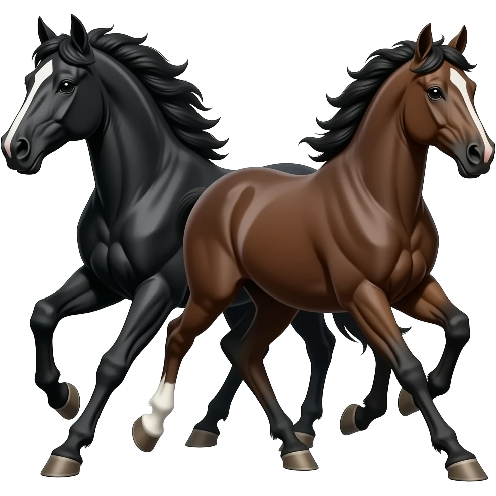 Real black horse and dangerous horse run emoji