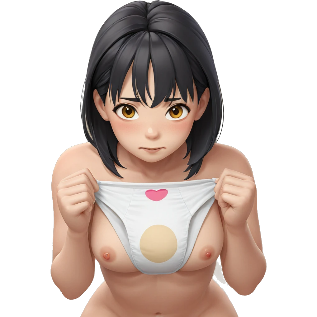 blushing girl in white panties emoji