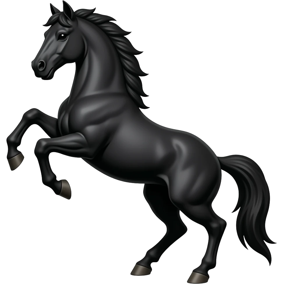 Black Horse icon aligned left to right and his front legs in air like a warrior horse emoji