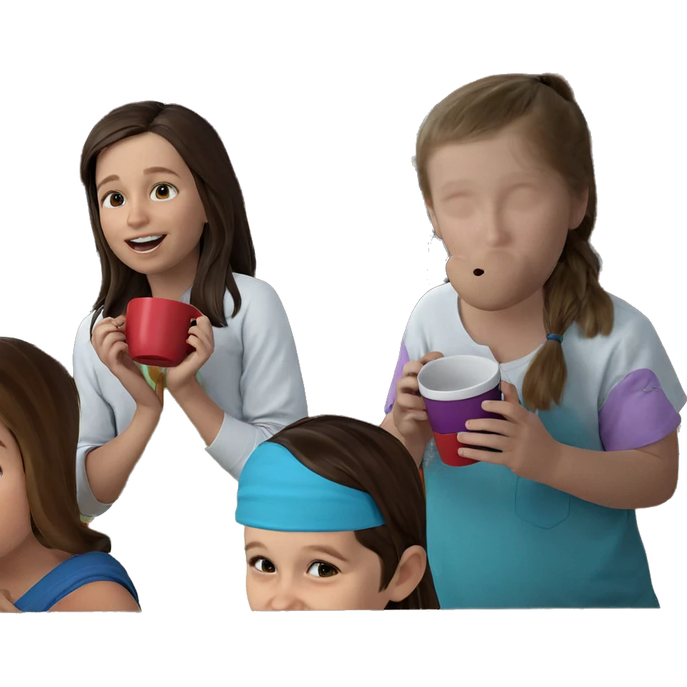 girls with cups indoors emoji