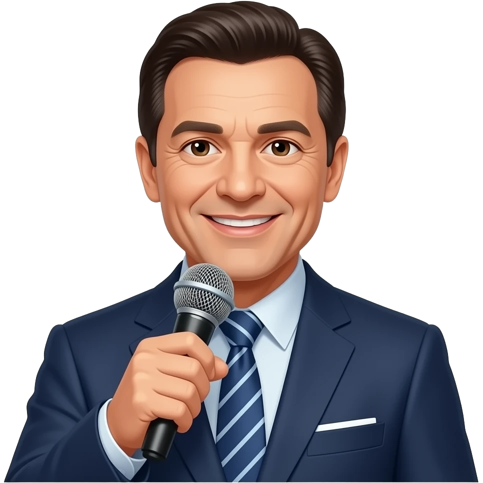 silvio santos with a microfone emoji