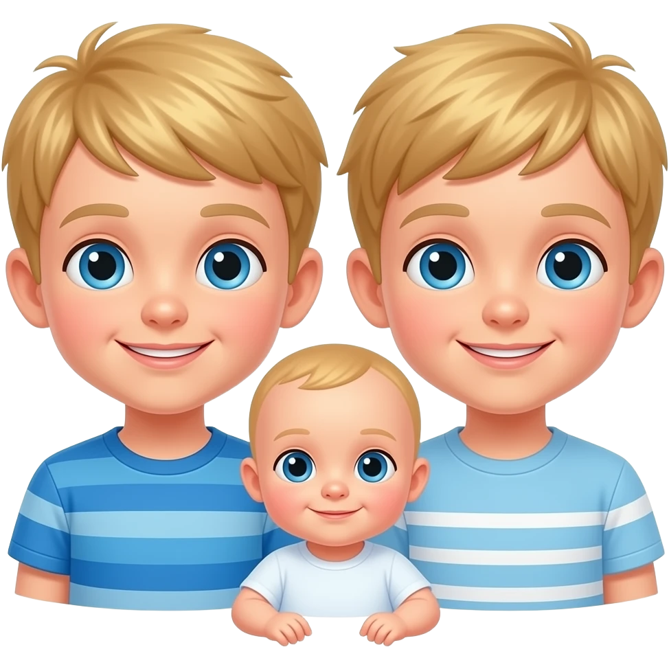 2 boys Kids with blond hair. and 1 baby emoji