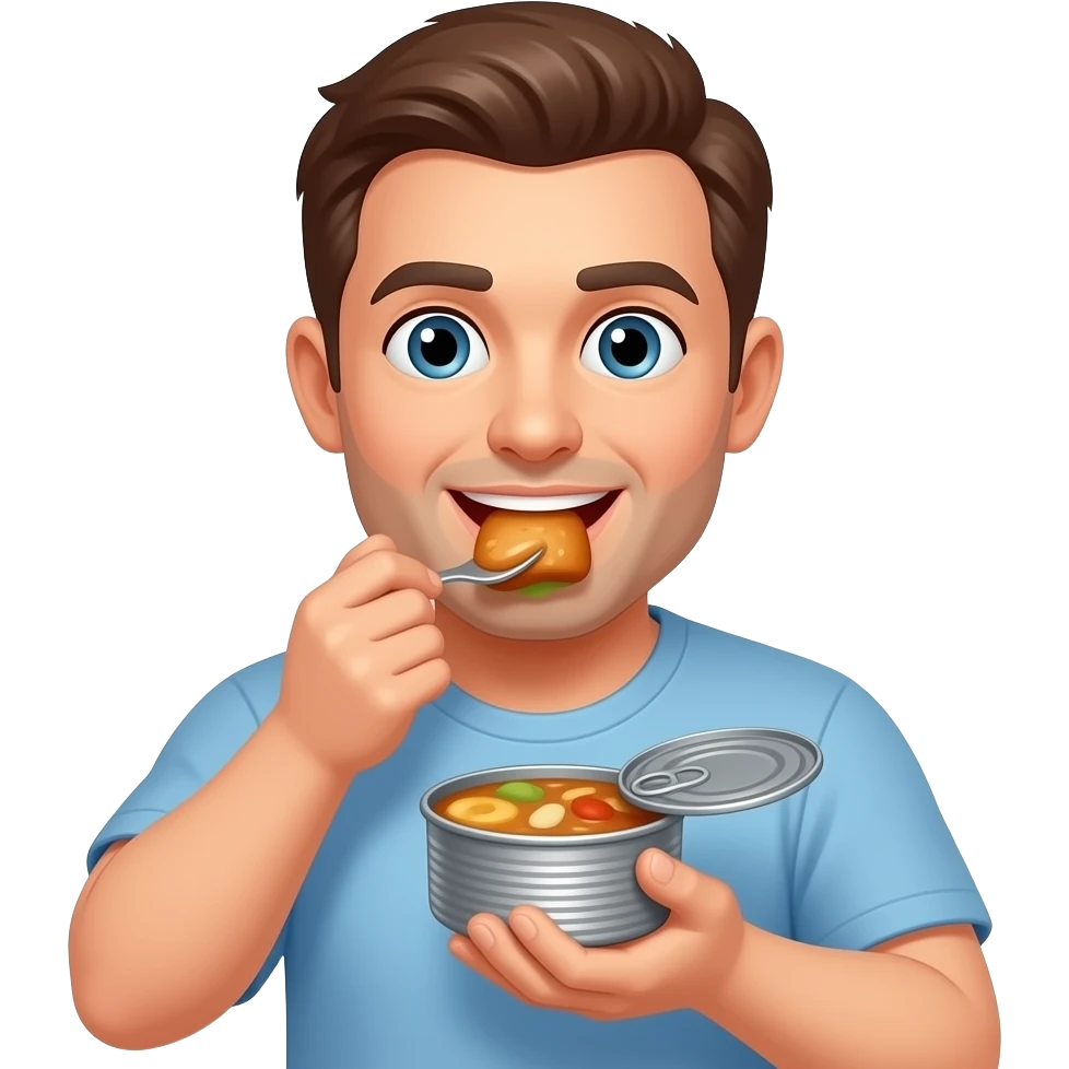 man eating canned food emoji