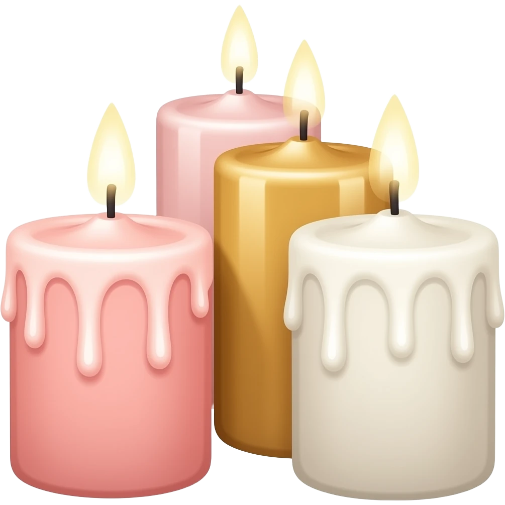 Pastel Reddish-pinkish and gold and white vintage candles emoji
