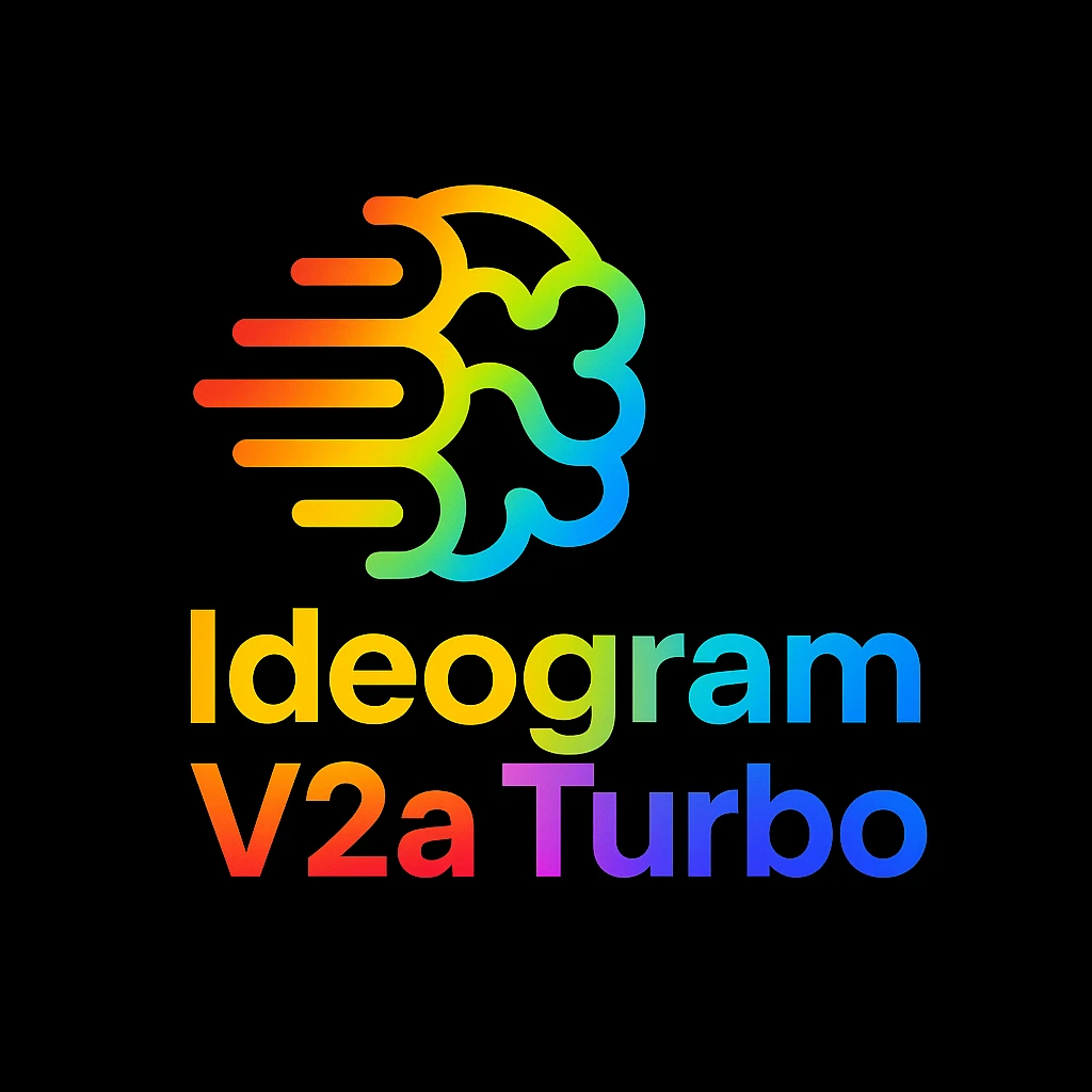 make a colorful text of "Ideogram V2a Turbo", black background, add this logo too emoji