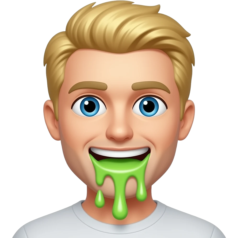 guy blonde hair  emoji style Slime out of Mouth glitched emoji