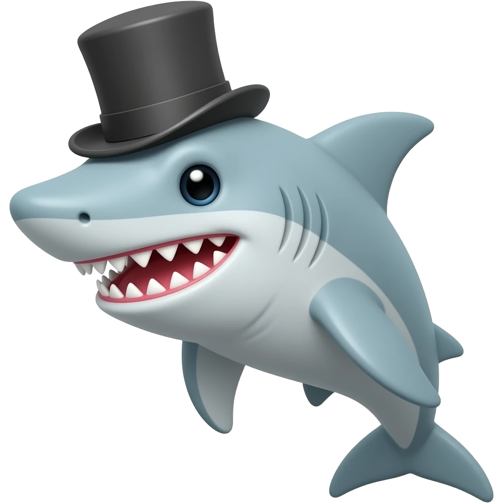 Shark with a top hat emoji
