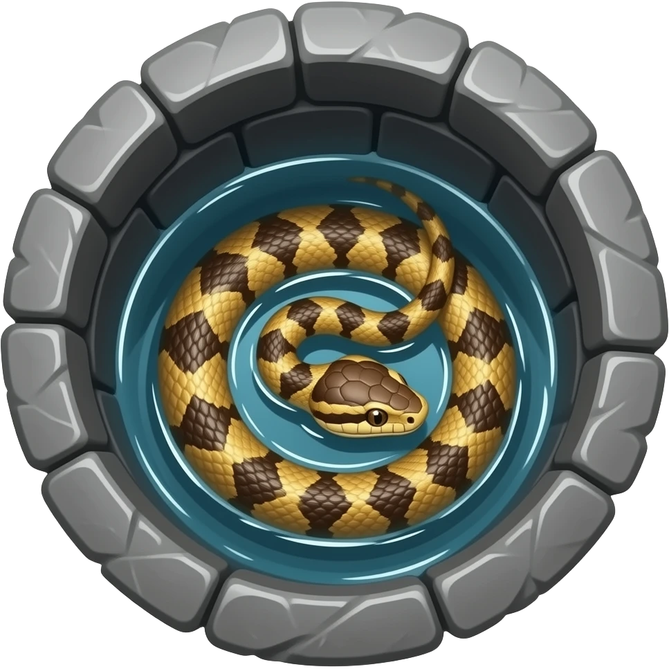 rattle snake in the bottom of a well with water in it emoji