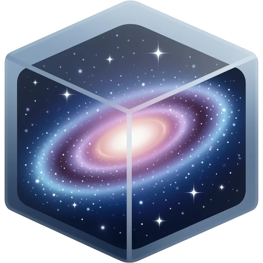 A cube that has the Galaxy inside emoji