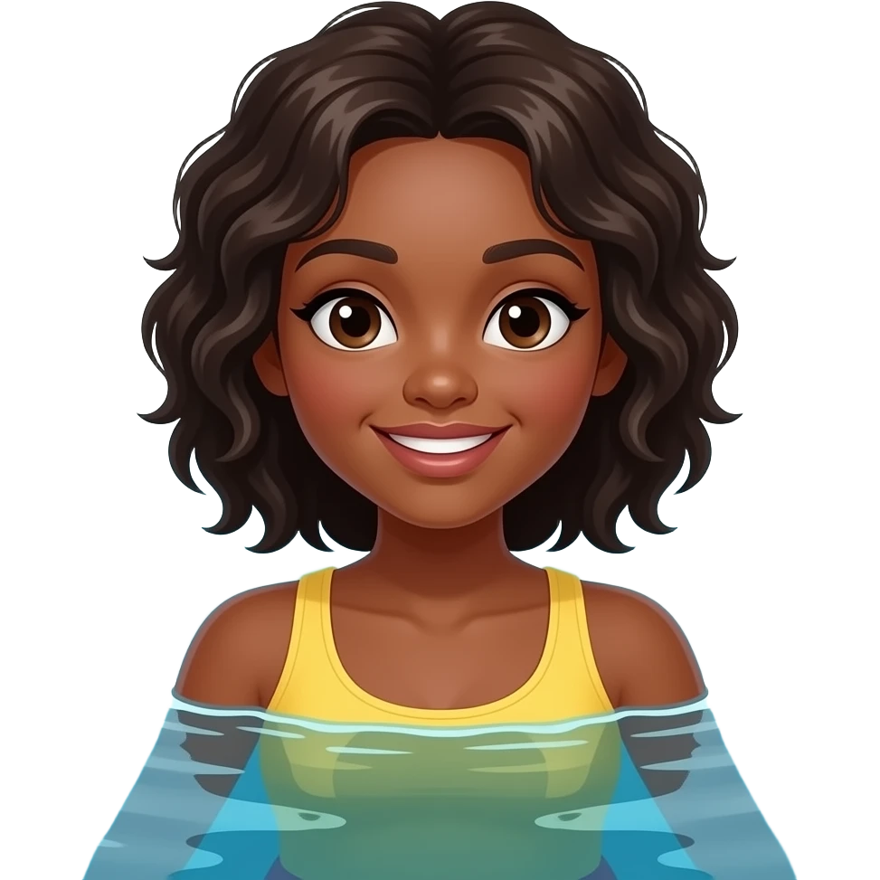 black girl swimming emoji