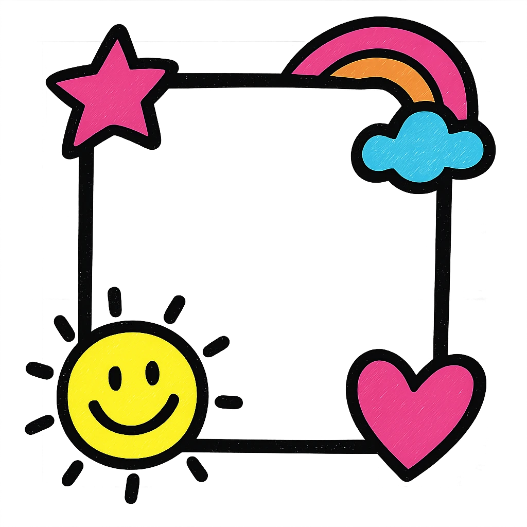 Рамка. Минималистичный линейный рисунок emoji