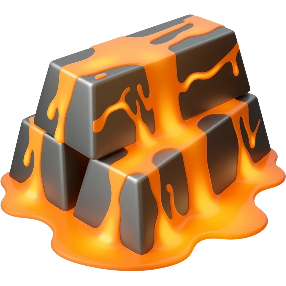 Simple red hot melting metal bars emoji