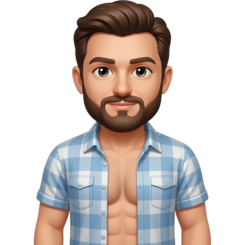 Un homme avec  barbe les cheveux marron peau blanche et avec des abdos sur le corps emoji